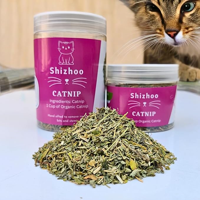 100% Natural Catnip for Cats & Kittens Premium Organic Blend to Energize and Excite Cats, Safe for Cat Play, Training, Refillable Catnip Toys, Cat Tree and Cat Bed (1/2 Cup)