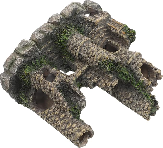 Veemoon Castle Hideout for Ornament Aquarium Resin Fish Reptile Decor | Realistic Castle Design, Layered Tank Landscaping Effect, Sturdy Resin Build for Home Aquarium Scenes