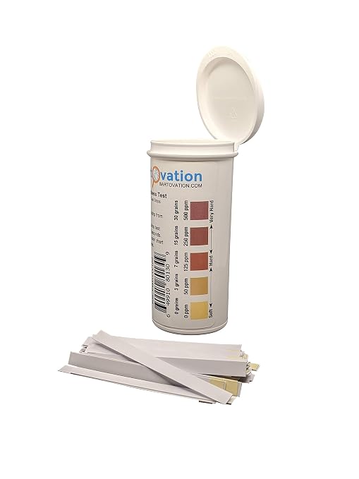 Total Water Hardness Test Strips, 0-500 ppm, 100-Pack | Made in USA, in Moisture Wicking Bottle, for Water Quality Testing