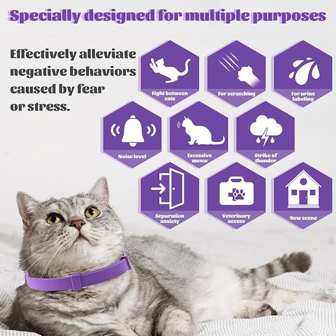 4 Pack Calming Collar for Cats & Kittens - Cat Pheromone Collars for Anxiety Relief for Peeing,Meowing,Fighting,Scratching
