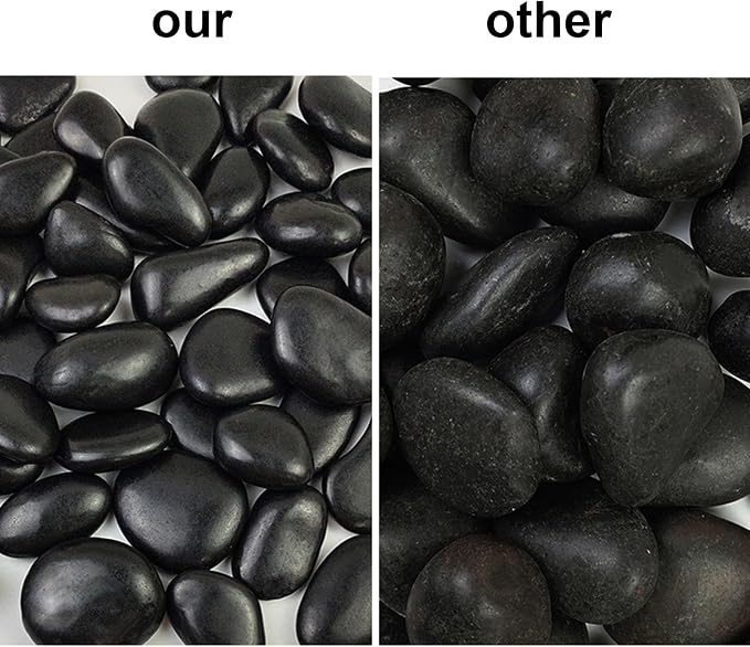 gemshan 2lb Black Pebbles for Plants Polished Stone Bulk 7mm-9mm River Rocks for Aquarium Vase Plant Decoration
