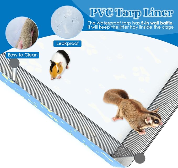 2-Story Guinea Pig Cages with Tarp, Large C&C Loft Cage for Rabbit Bunny Puppy Small Animal Indoor Dog Playpen Pet Exercise Enclosure, 25 Panels