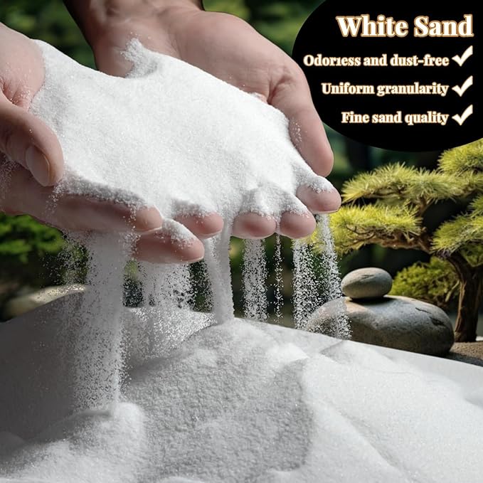 RAINFLOW 15 OZ Fine White Sand for Crafts - Quartz Zen Garden Sand Decorative for Vases Filler, Wedding Unity Ceremony, Incense Burner, Aquarium