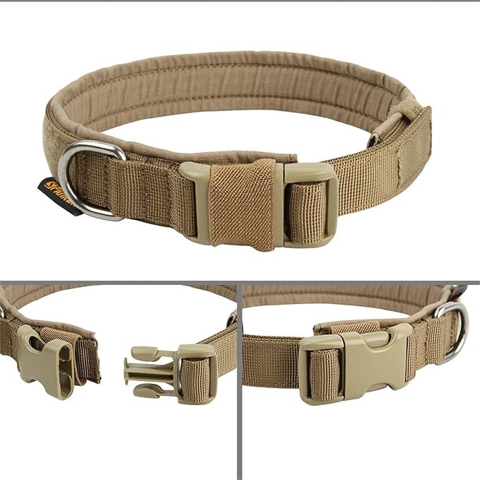 EXCELLENT ELITE SPANKER Tactical Small Puppy Dog Collar Nylon Adjustable Heavy Duty Military for Small Medium and Large Dogs Pet Soft Padded Dog Collar(COB-L)