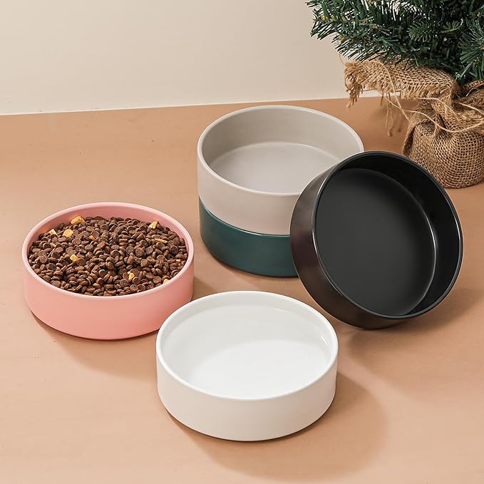 Ceramic Dog Bowl for Food and Water - Pet Feeder Bowl for Small to Medium Dogs and Indoor Cats - Heavy Ceramic Feeding Dish with Non Slip Base - Dishwasher & Microwave Safe - 6 Inch - 2.1 Cups - White