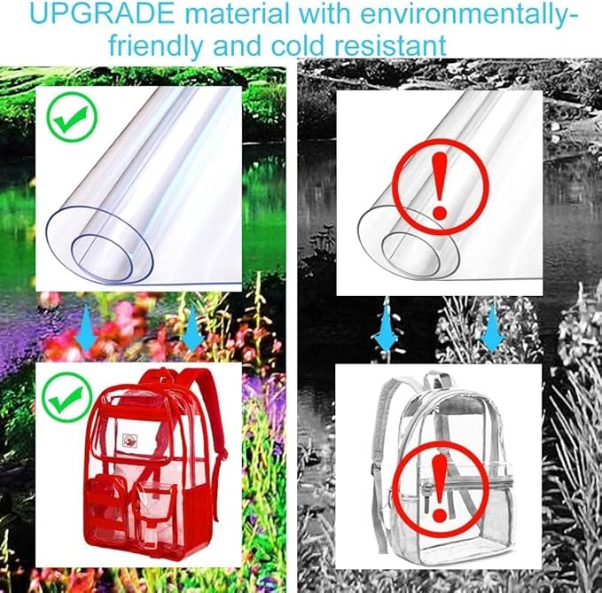 CCJPX 3Pcs Clear Backpack for Girls, School Transparent Bookbag, Heavy Duty See Through Backpacks for Teens Elementary