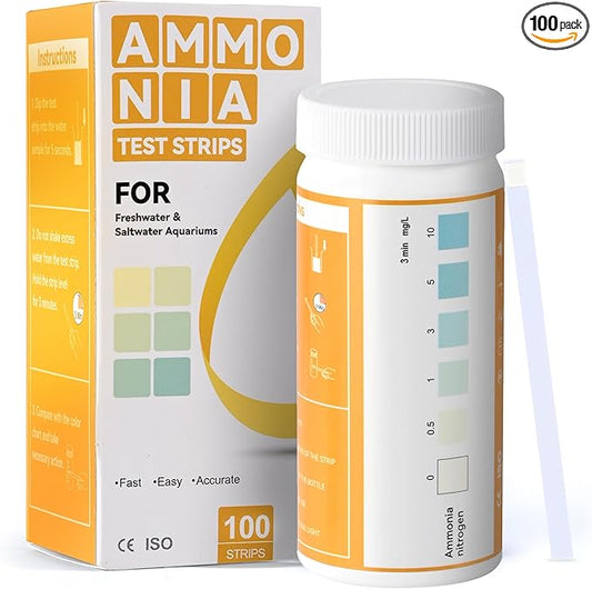 AAwipes Ammonia Test Strips for Fish Tank Aquarium Test Strips Aquarium Water Test Kit Freshwater Fish Tank (100)
