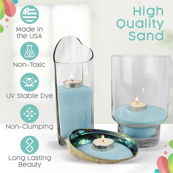 Ocean Blue Unity Sand, 1 LB (16 oz), Colored Sand for Weddings, Vase Filler, Home Décor, Crafts, Terrariums, and More
