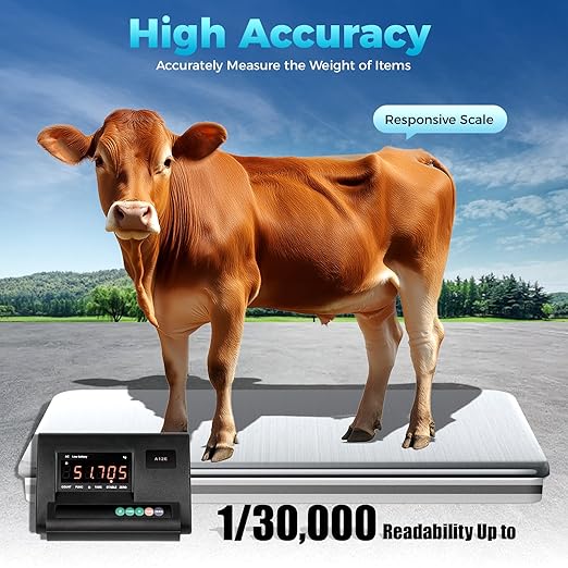 Livestock Scale Kit, 5000LBS High Precision Indicator Floor Scale with 4-Wire Junction Box 2.5T Load Capacity Animal Scale Kit for Cattle Pigs Sheep Goats Waterproof