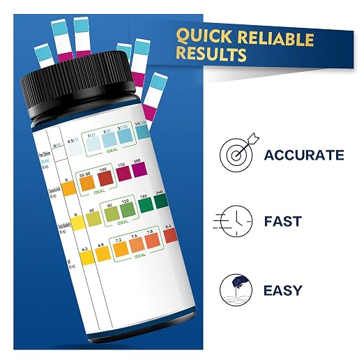 Pool Test Strips,100 Strips Pool and Hot Tub Test Strips | Swimming Pool Test Strips for Total Alkalinity, pH, Free Chlorine(Bromine),Cyanuric Acid-Pool Spa Water Test