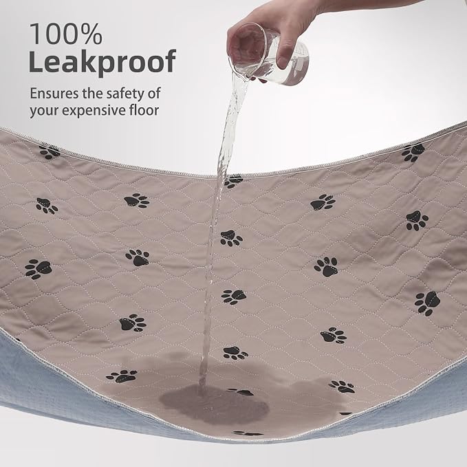 PUPTECK Washable Pee Pads for Dogs - 8 Packs Waterproof Reusable Puppy Potty Training Pads Whelping Mat 18" x 24”- Fast Absorption Non-Slip Pet Food Feeding Mat - Pad for Small Animals