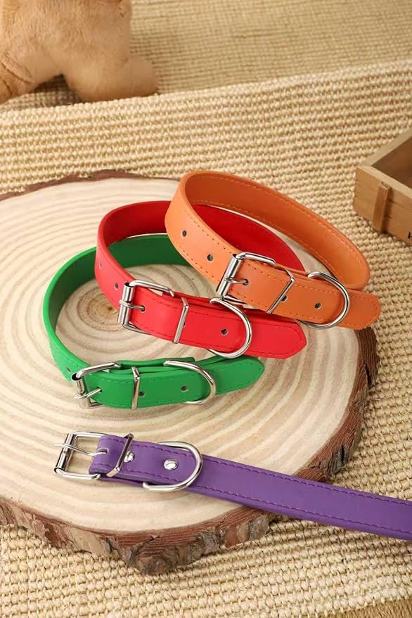 Purple Soft Leather Dog Collar for Small,Medium, Large Dog, Comfortable and Adjustable (Wide: 0.95'' for Dog's Neck: 13''~18'', Purple, L)
