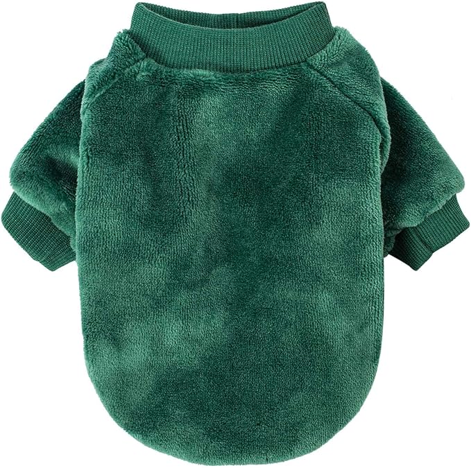 FabriCastle Christmas Dog Sweater, 2-Pack Dog Clothes, Soft and Warm Pet Jackets for Small Dogs & Cats, Winter Pet Apparel Costumes, Puppy Outfits (Dark red,Dark Green, Medium)