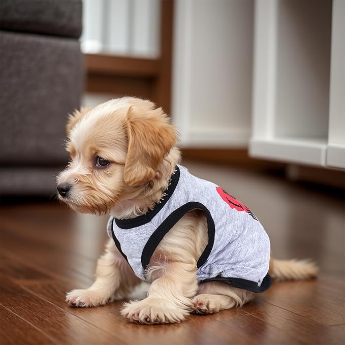 Pistha 4 Pack Dog Shirts Summer Printed Puppy Clothes Cute Sleeveless Pet T Shirts Dog Clothes for Small Medium Dogs Cats Girl(XS)