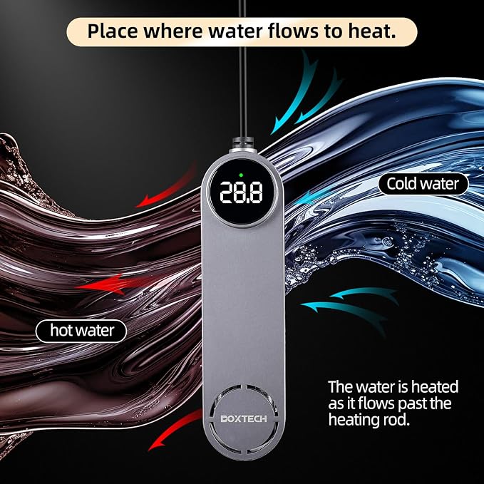 Submersible Aquarium Heater, Fish Tank Heater,for 3-12Gallon(50W) | Ceramic-Metal, with External Control and Digital Thermostat, Overheat Protection, Safe to Use, Adjustable Temperature