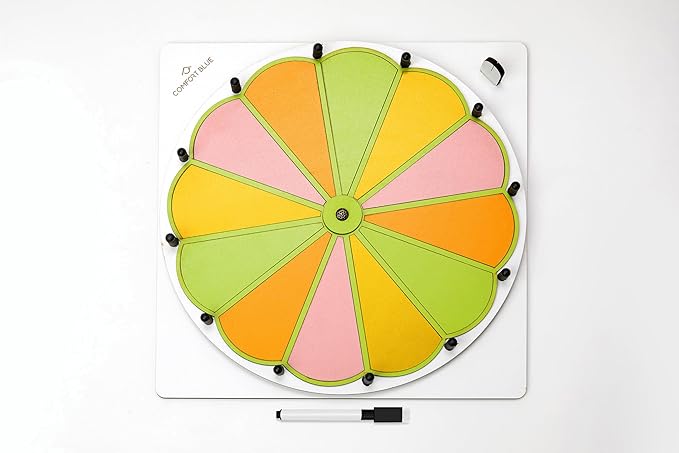 12.80 Inch 12 Section MDF Spinning Prize Wheel, Heavy Duty Base Tabletop Spinner, Spin The Wheel for Carnival, Trade Show for Kids and Student for Entertaintment (with Marker and USA Map Picture)