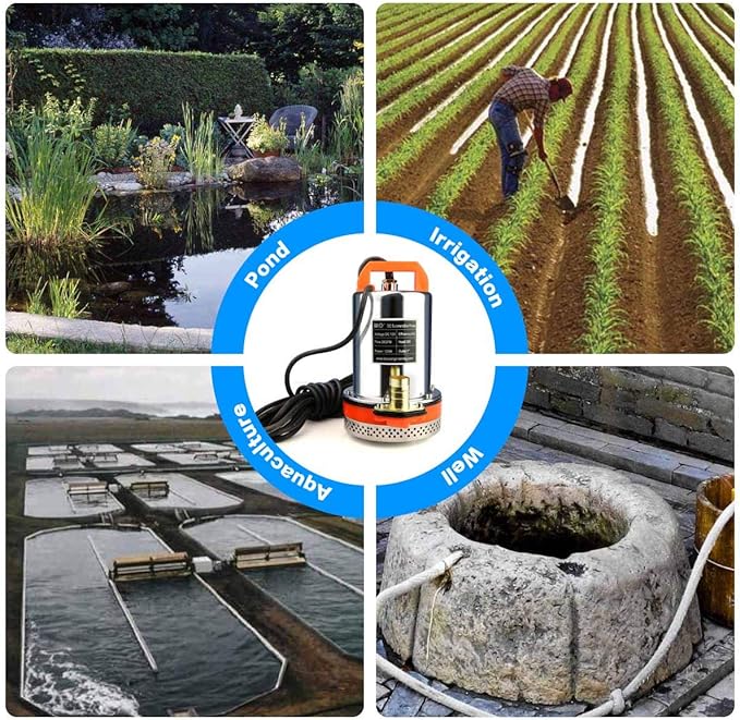 BACOENG 24V DC Farm & Ranch Solar Water Pump Submersible Well Pump DC 20FT Lift