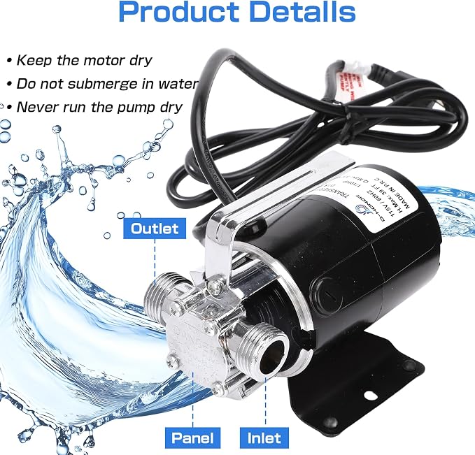 D-Honor Water Transfer Pump 115V 1/10 HP 330 GPH with 6 feet Water Hose Kit | Portable Electric Utility Trash Pump, Transfer Water from Garden, Hot Tube, Ponds, Pool, Rain Barrel, Aquariums