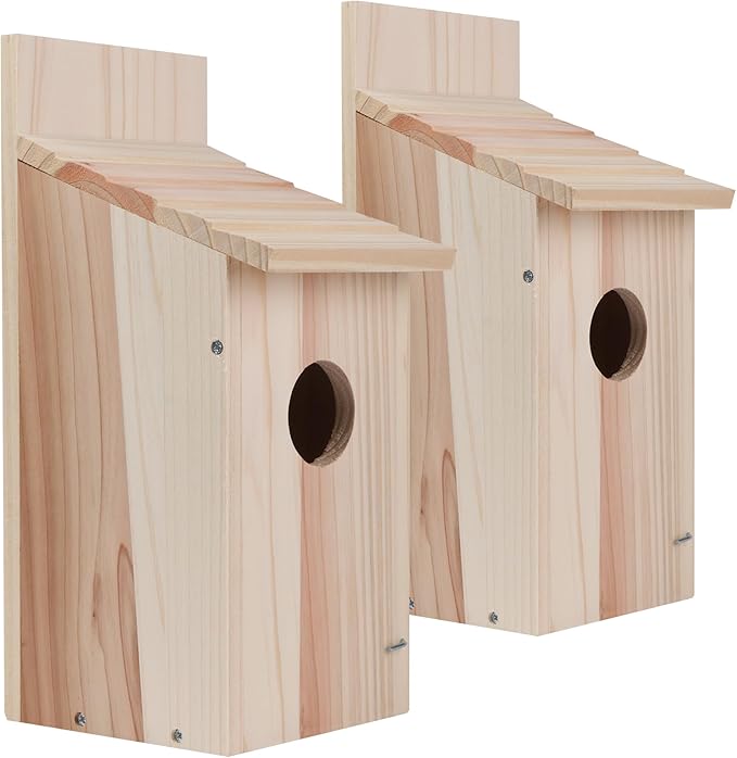 2 Pack Bird Houses for Outside,Blue Bird Box House for Outside,Cedar Finch Swallow Wren Hummingbird Birdhouse,DIY