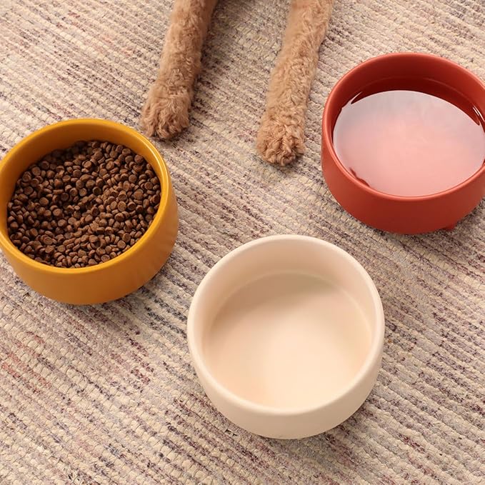 Waggo Uplift Ceramic Dog Bowl for Small Medium and Large Breeds - Heavyweight and Durable Pet Food and Water Dish Crock, Dishwasher Safe, Modern, Elevated Feeder (Clay, Large)