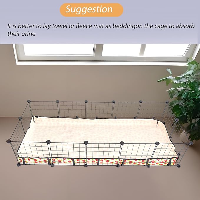 Guinea Pig Cage Liner，Washable Waterproof Oxford Cloth Cage Liners for Small Animals,Hamster Chinchilla Hedgehog Rabbit and Other Small Animals Not Include Cage (24x60 inches)