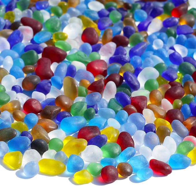 QYGL Sea Glass Stones - 2.9LB/46.4oz Colorful Frosted Glass Pebbles | Glass Gemstones Perfect for Aquarium Rocks, Fish Tank Gravel, Vase Fillers, Seaglass DIY Crafts, and Home Decor