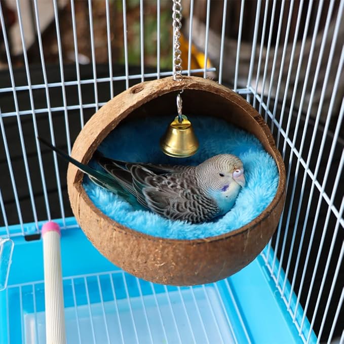 VTurboWay 2 Pack Bird Nest Mat, Bird Coconut Shell Pad for Bird Parrot Budgie Parakeet Cockatiel Conure Lovebird Canary Finch Nest (Colors May Vary)