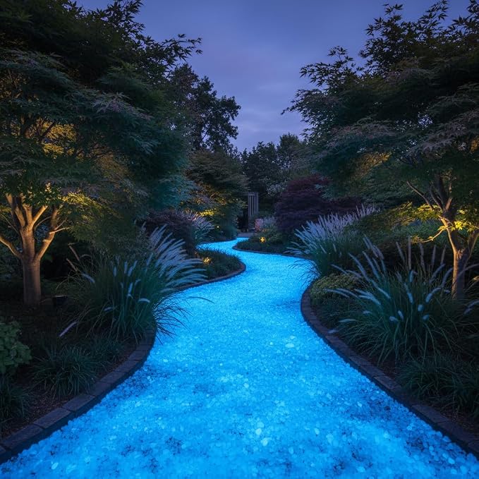 Shiny Stone Glow in The Dark Aquarium Gravel Sand, Sky Blue, 3-5mm | Neon, 305g/0.67lbs, Decorative Rocks for Fish Tank, Fairy Garden, Home Decor