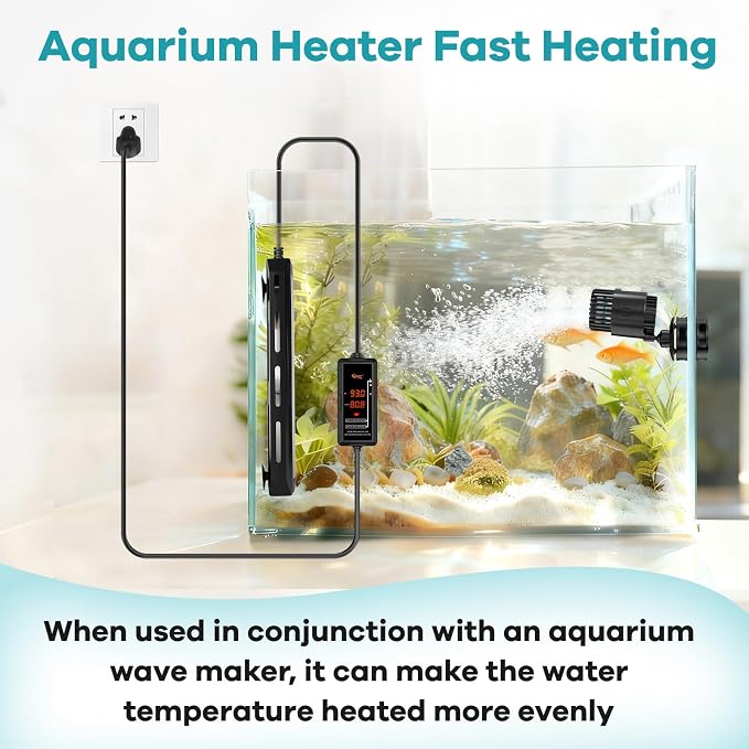 hygger Aquarium Heater, 300W/500W/800W/1000W Submersible Fish Tank Heater with Temperature Controller, Over-Temperature Off-Water Protection Alarm for Saltwater Freshwater (1000W, 100-240 Gallon)