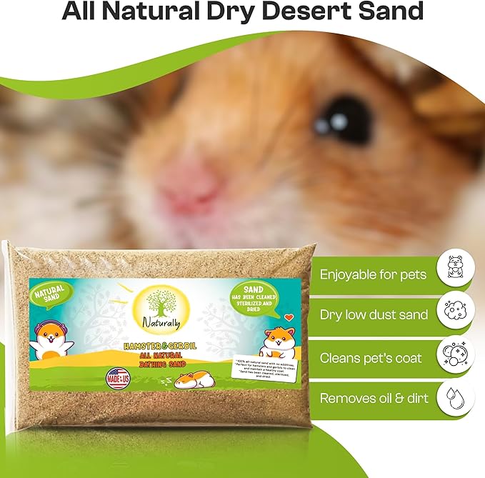 (8 Pound Bag) Hamster or Gerbil Bathing Sand Litter- All Natural Dry Desert Sand