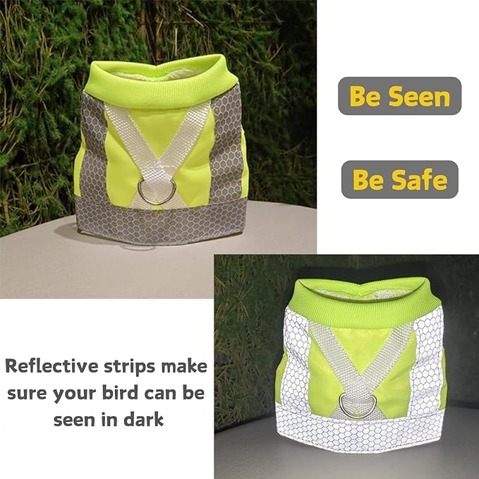 Bird Harness and Leash - Adjustable Parrot Training Flight Harness Vest with Reflective Strip Nylon Training Rope for Medium Large Bird Parrot Cockatiel Monk Parakeet Sun Conure (L)