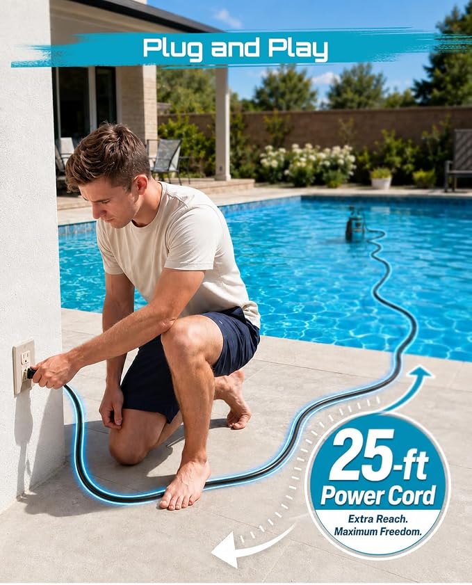 SEESII 1HP Automatic Submersible Water Pump - 5548 GPH High Flow | Auto/Manual Modes, Sump Pump with Dry Run Protection for Fast Water Removal from Pools, Hot Tubs, Basements, Ponds and Yards