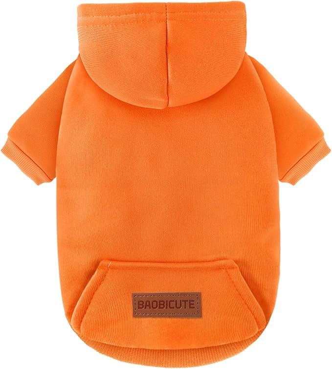 2 Pack Dog Hoodie Warm Hood Dog Sweater Cold Weather Small Dogs Sweatshirt Comfort Pet Clothes for Small Medium Dogs with Pockets (Orange, XXS (Back: 5.9",Chest: 10.6", 0.8-1.8lbs))