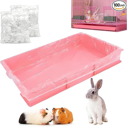 50 Pcs Disposable Cage Liners 35.4' X 23.6'' - Clear, Plastic Toilet Film for Bunny, Hamster, Totoro, Hedgehog, Guinea Pig & Small Animal Habitats
