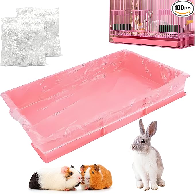 100 Pcs Disposable Cage Liners 19.7'' X 11.8'' - Clear, Plastic Toilet Film for Bunny, Hamster, Totoro, Hedgehog, Guinea Pig & Small Animal Habitats