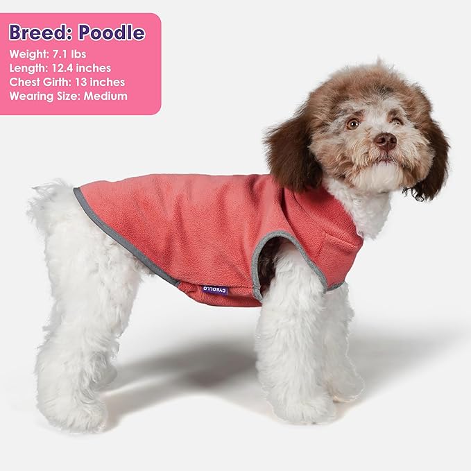 cyeollo 2 Pack Fleece Dog Sweater Vest Dog Sweatshirt Reflective Lightweight Pet Clothes for Medium Large Dogs Girl Pet Apparel, Pink & Fuschia XXL