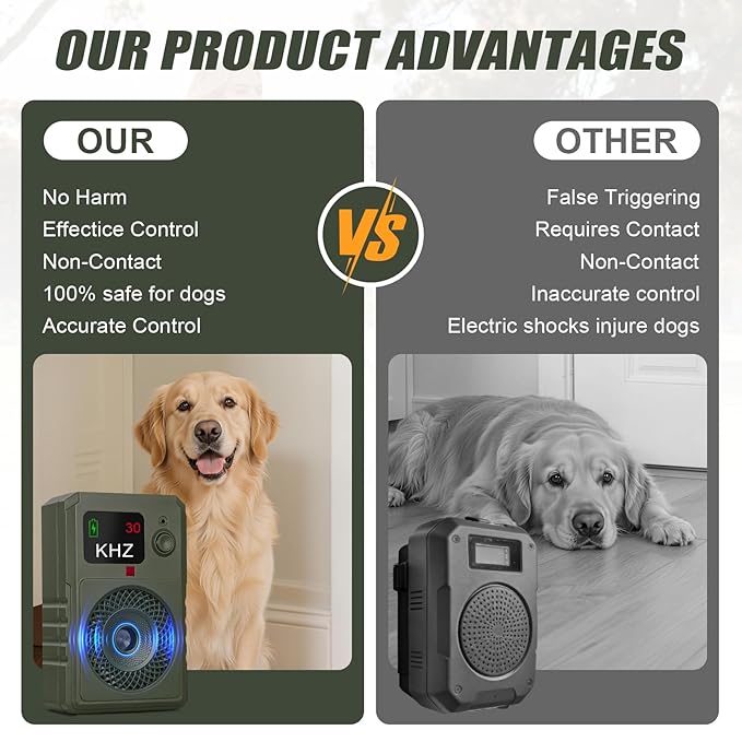 Dog Bark Deterrent Devices 2026 New Updated Anti Barking Device for Dogs Automatic Ultrasonic Bark Box with LED Screen, 50ft Range Wall-Mountable, Rechargeable Dog Silencer for Indoor Outdoor