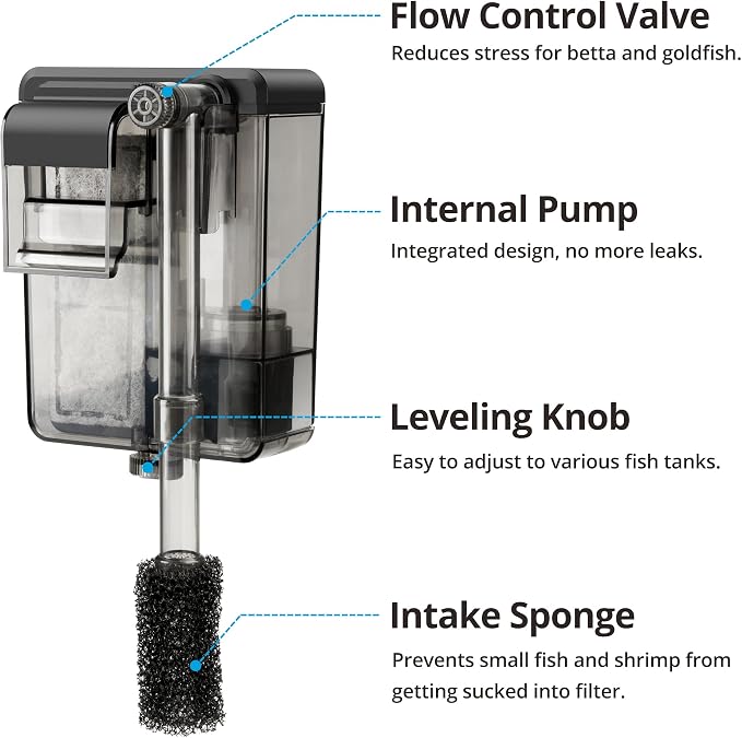 NICREW Slim Aqaurium Filter & Clip on Aquarium Light