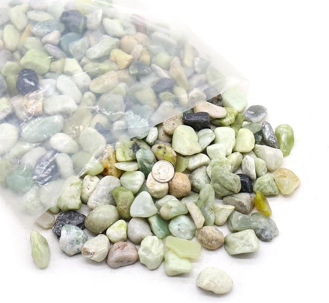 Green Jade Polished Rocks for Plants, Decorative Pebbles, 0.5-1 Inch, 18lb