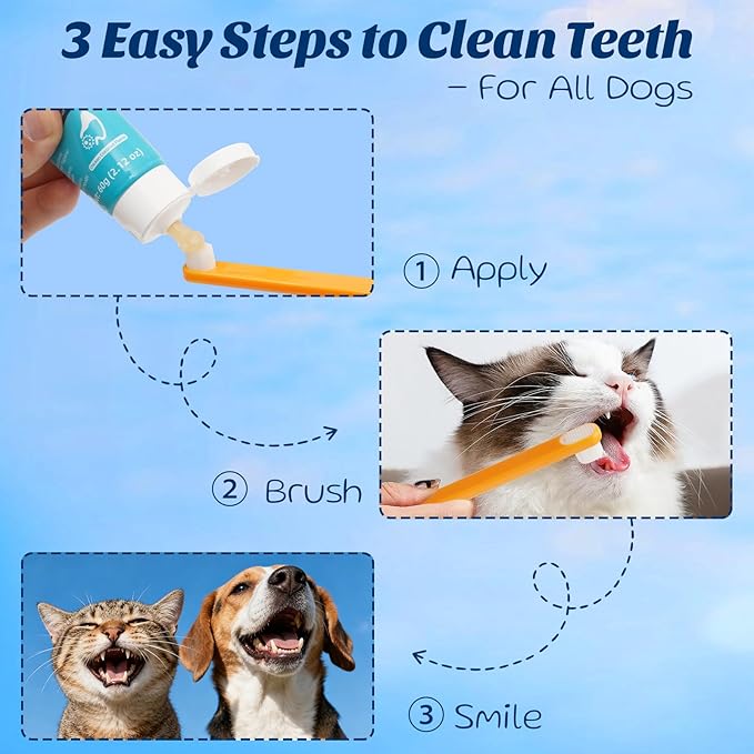 Dog Toothpaste with Toothbrush Kit - Coconut Chicken Flavor Pet Dental Care, Plaque Tartar Remover, Fresh Breath, Easy Brushing No Resistance for Dogs Cats, 2.1oz