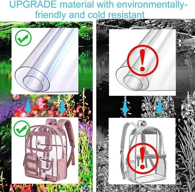 CCJPX 3Pcs Clear Backpack for Girls, School Transparent Bookbag, Heavy Duty See Through Backpacks for Teens Elementary