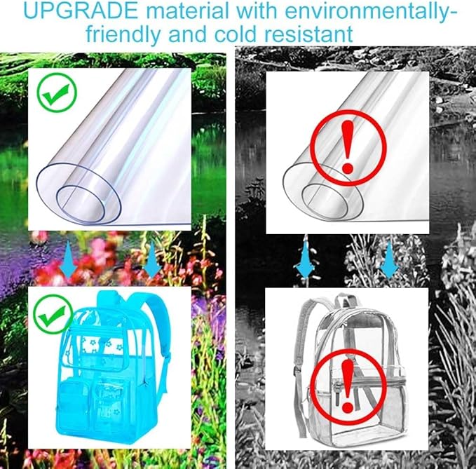 CCJPX 3Pcs Clear Backpack for Girls, School Transparent Bookbag, Heavy Duty See Through Backpacks for Teens Elementary