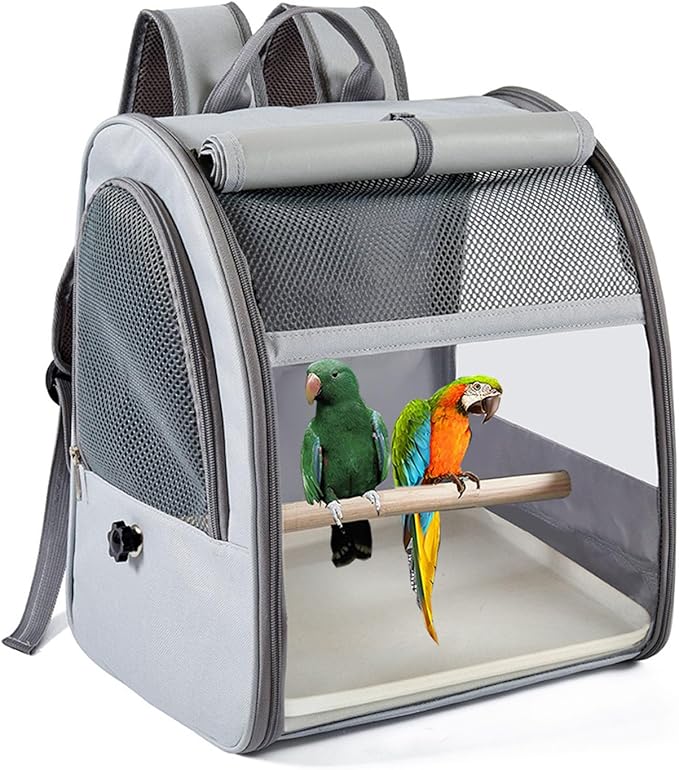 Bird Backpack Carrier,Bird Travel Cage with Standing Perch and Removable Tray,for Small Birds Parrot Parakeet,2,38 * 24 * 31cm