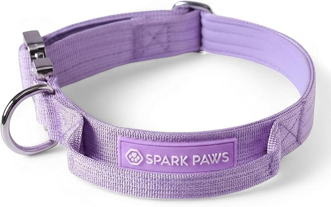 Spark Paws Tactical Dog Collar - Heavy Duty, Premium Quality, Thick and Durable for Large and Medium Dogs - Purple - S - 1.5"