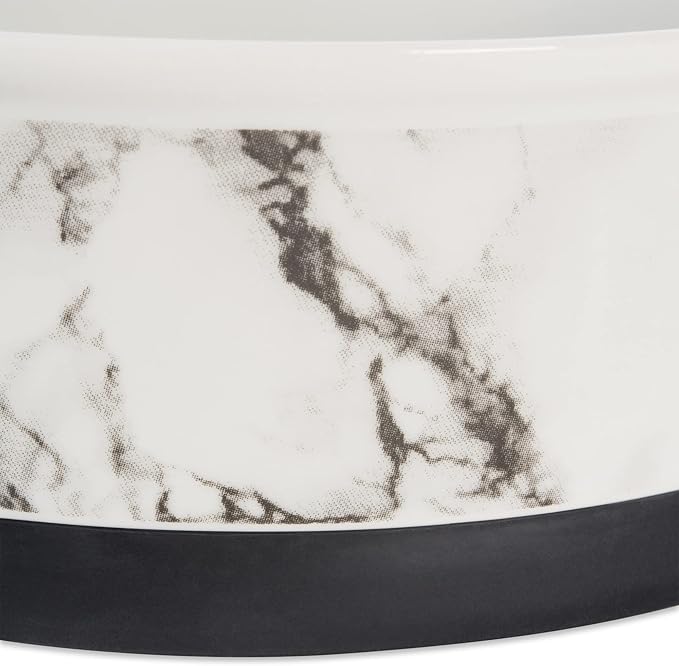Bone Dry Pet Bowl Collection Ceramic Set, Large, Marble, 2 Count, White