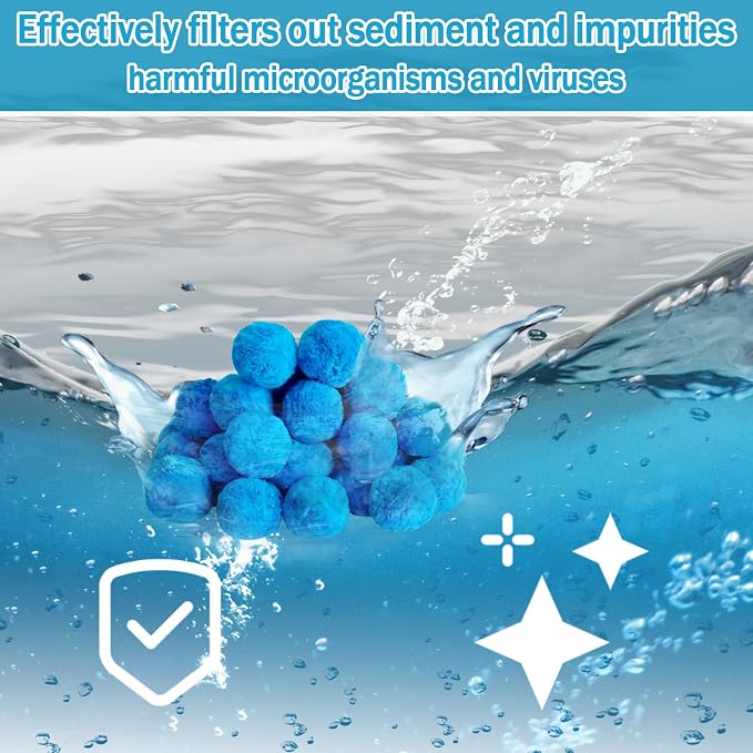 3.2 lbs Pool Filter Balls for Sand Filter Pump, Reusable Eco-Friendly | New Upgrade Efficient Swimming Pool Filter Sand Alternative(Equals 100 lb Pool Filter Sand), Fiber Filter Media Blue Balls