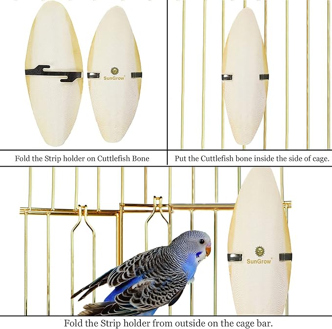 SunGrow 4 Pack Large 6-inch Cuttlefish Bones for Cockatiels, Turtles, Shrimp, Calcium for Beak Trimming, Cuddle Bone for Sharp Beaks, Calcium Block Stone for Egg-Laying Birds