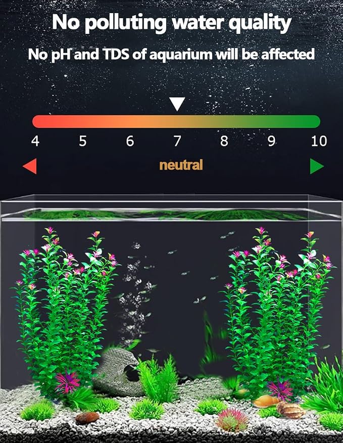 2 pcs Aquarium Decor Plants 21 Inches Extra Large Artificial Plastic Fish Tank Plants with Flowers, Tall Fish Tank Decoration for Betta Fish Tank