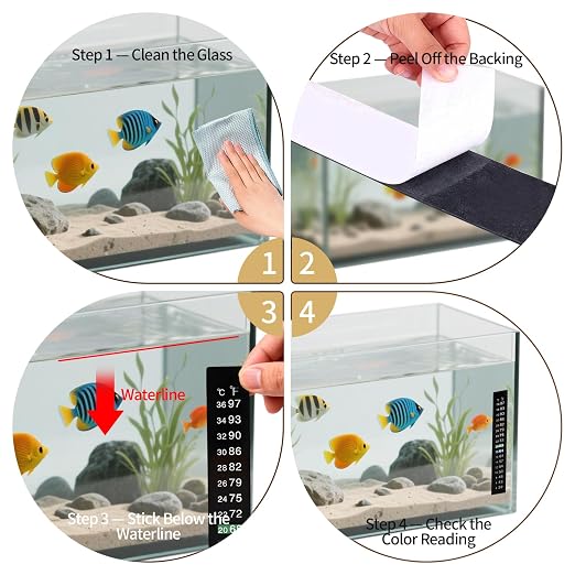 12 Pack Aquarium Thermometer Strips, 39-97℉ Fish Tank Thermometer Tape, Amphibian and Reptile Thermometer Stickers, Adhesive Brewing Thermometer Stickers for Kombucha, Wine & Beer
