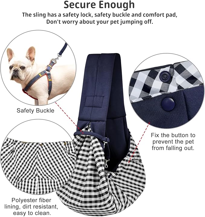 CUBY Dog and Cat Sling Carrier - Hands Free Reversible Pet Papoose Bag - Soft Pouch and Tote Design - Suitable for Puppy, Small Dogs Cats Outdoor